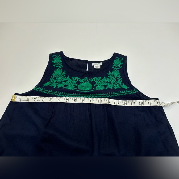 J Crew linen embroidered shift dress, navy and green, with pockets XS, bohemian - Picture 8 of 14